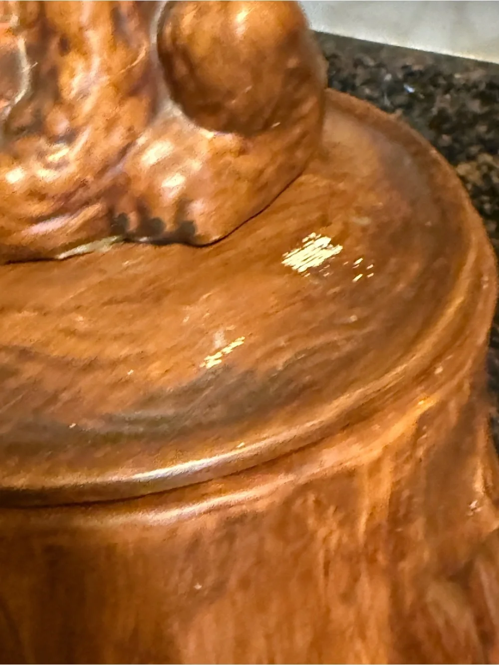 Vintage brown stump with dog Rare cookie jar